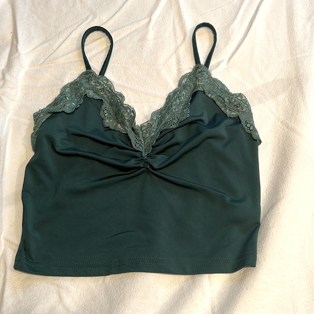 shein emerald green laced cropped tank - JD